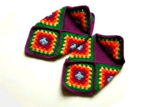 Следки из квадратов спицами | Square slippers knitting pattern